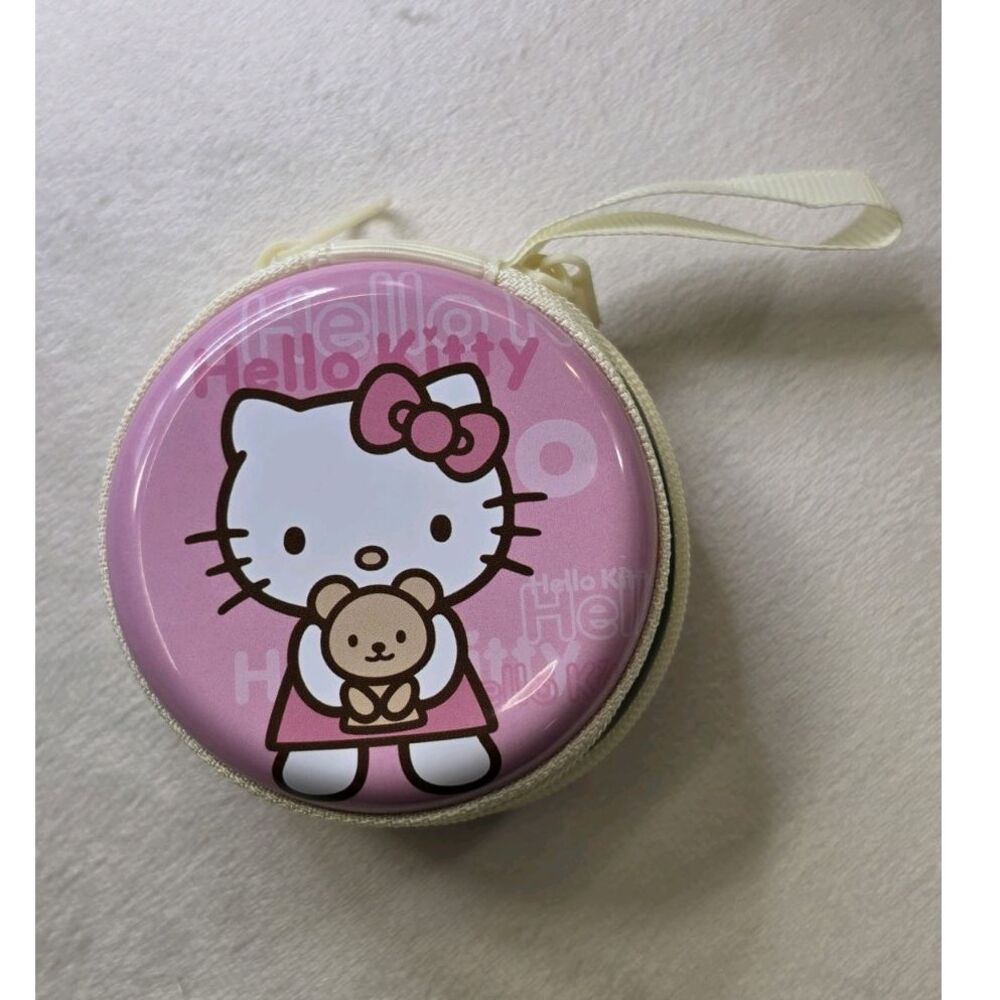 Sanrio Hello Kitty Character Pink Round Case with Zipper Closure, Ribbon Handle